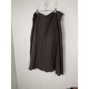 Madison Woman Womens 1X Dark Brown 100% Cotton Maxi A-Line Skirt Plus Size